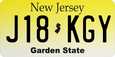 NJ license plate J18KGY