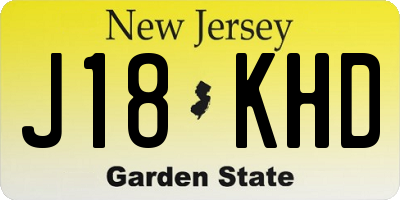 NJ license plate J18KHD