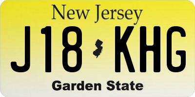 NJ license plate J18KHG