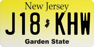 NJ license plate J18KHW