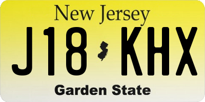 NJ license plate J18KHX