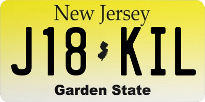 NJ license plate J18KIL