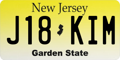 NJ license plate J18KIM