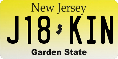 NJ license plate J18KIN