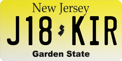 NJ license plate J18KIR