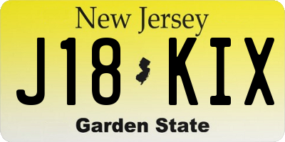 NJ license plate J18KIX