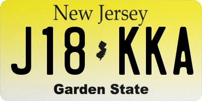 NJ license plate J18KKA