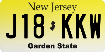 NJ license plate J18KKW