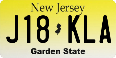 NJ license plate J18KLA
