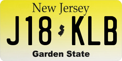 NJ license plate J18KLB