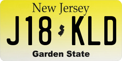 NJ license plate J18KLD