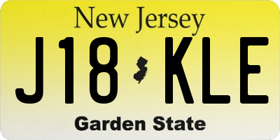NJ license plate J18KLE