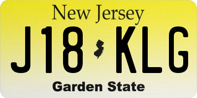 NJ license plate J18KLG