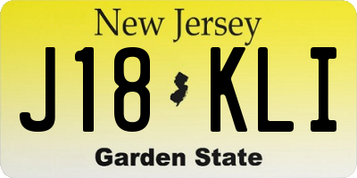 NJ license plate J18KLI