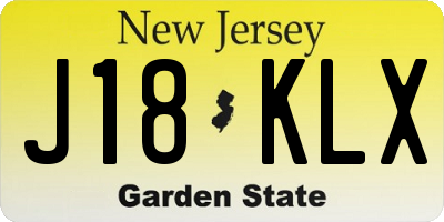 NJ license plate J18KLX