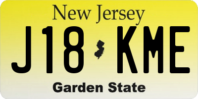 NJ license plate J18KME
