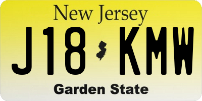 NJ license plate J18KMW