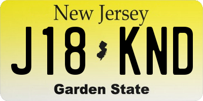 NJ license plate J18KND