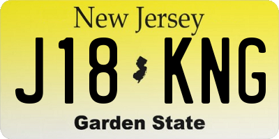 NJ license plate J18KNG