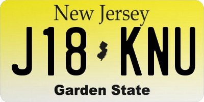 NJ license plate J18KNU