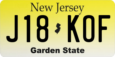 NJ license plate J18KOF