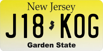 NJ license plate J18KOG