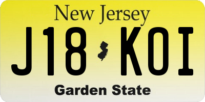 NJ license plate J18KOI