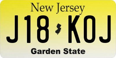 NJ license plate J18KOJ