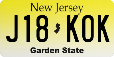 NJ license plate J18KOK