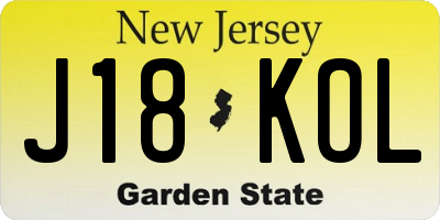 NJ license plate J18KOL