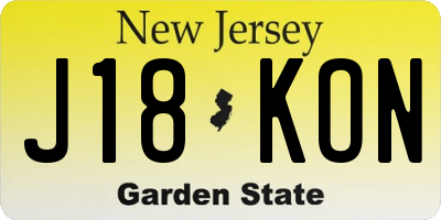 NJ license plate J18KON