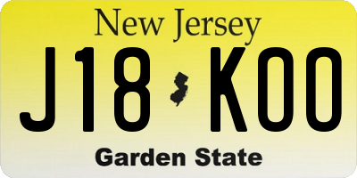 NJ license plate J18KOO