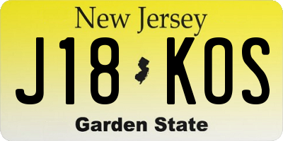 NJ license plate J18KOS