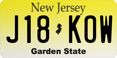 NJ license plate J18KOW