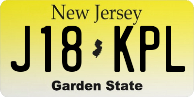 NJ license plate J18KPL