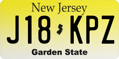 NJ license plate J18KPZ
