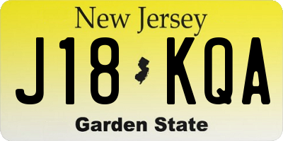 NJ license plate J18KQA
