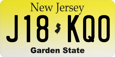 NJ license plate J18KQO