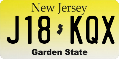 NJ license plate J18KQX