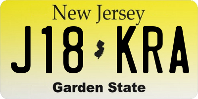 NJ license plate J18KRA