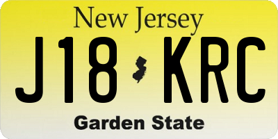 NJ license plate J18KRC