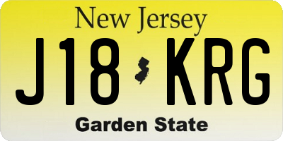 NJ license plate J18KRG