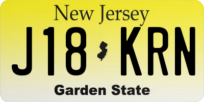 NJ license plate J18KRN