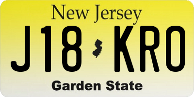 NJ license plate J18KRO