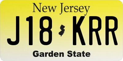 NJ license plate J18KRR