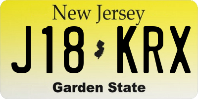 NJ license plate J18KRX