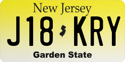 NJ license plate J18KRY