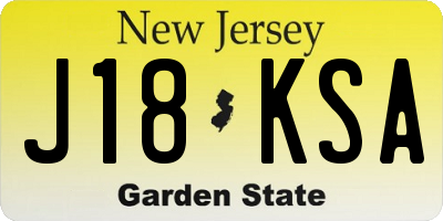 NJ license plate J18KSA