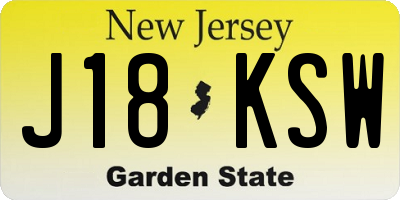 NJ license plate J18KSW