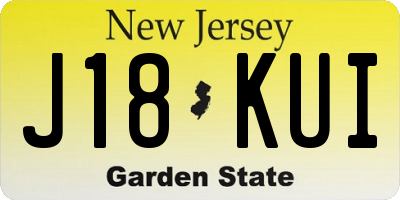 NJ license plate J18KUI